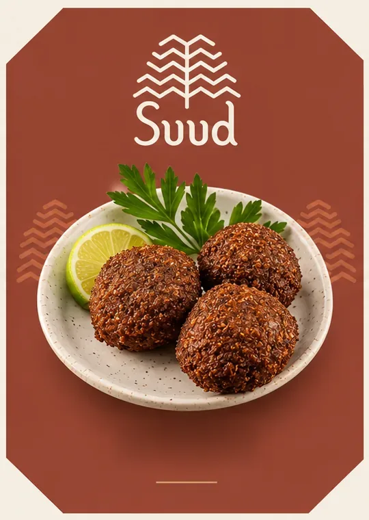 Três falafels com limão e salsinha sob a marca Suud